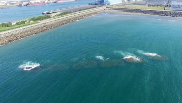 Tubes géotextiles en tant que digues immergées pour la protection du port, Taiwan